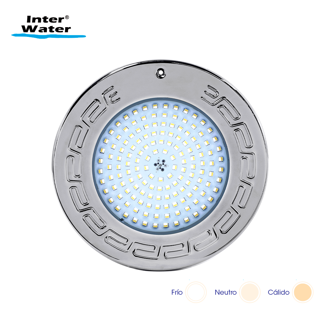 Reflector Inter NOVA LED Acero Inox, blanco cálido y frío, 25 cms – Inter Water