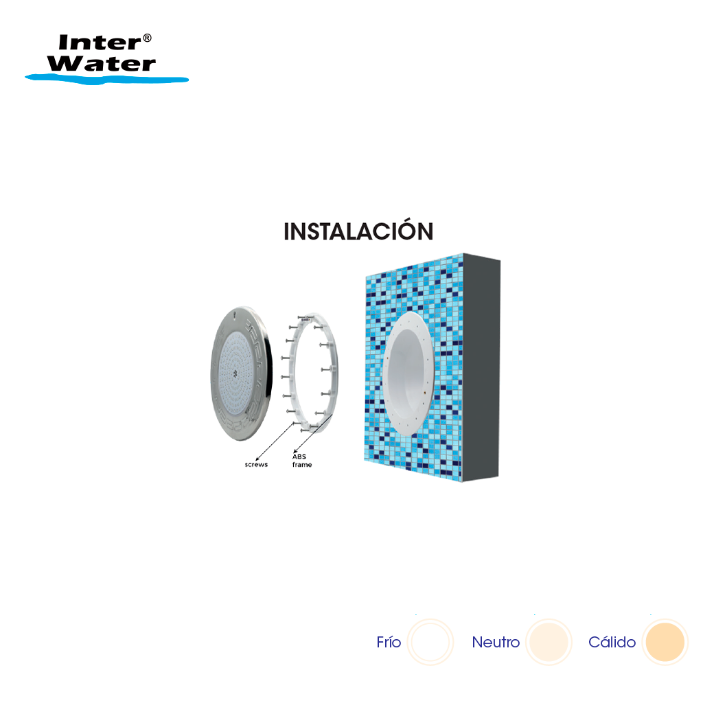 Reflector Inter NOVA LED Acero Inox, blanco cálido y frío, 25 cms – Inter Water - Imagen 2