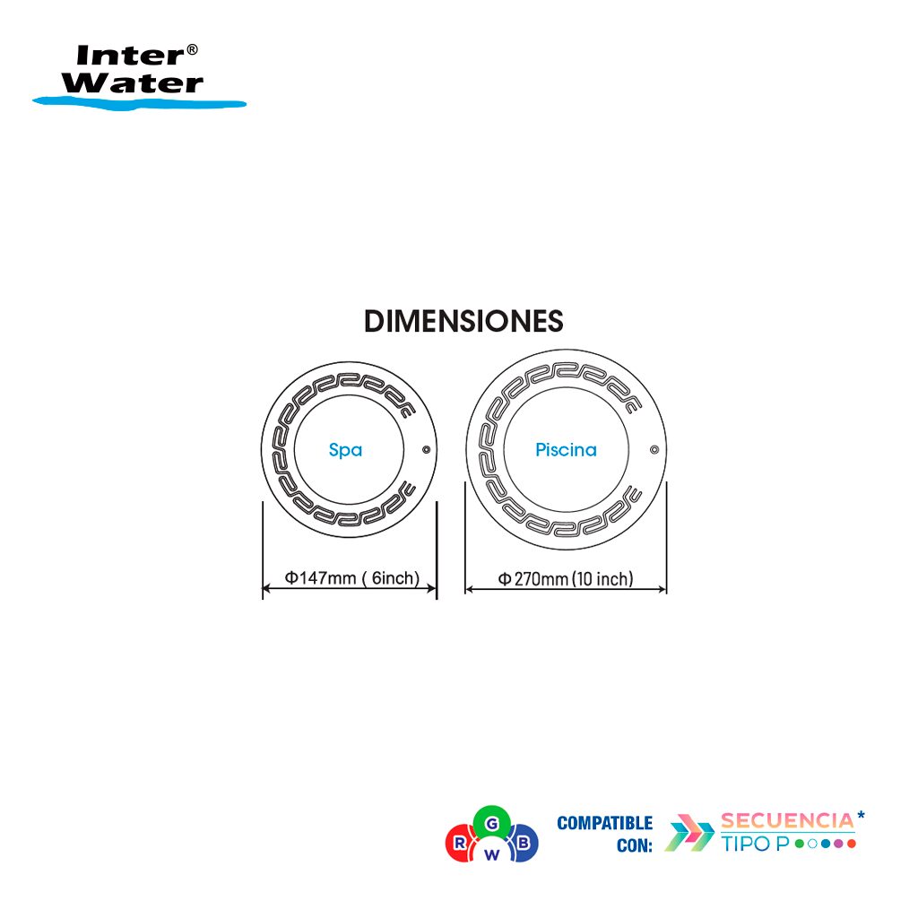 Reflector Inter NOVA LED Acero Inox, RGBW, 25 cms, con control – Inter Water - Imagen 4